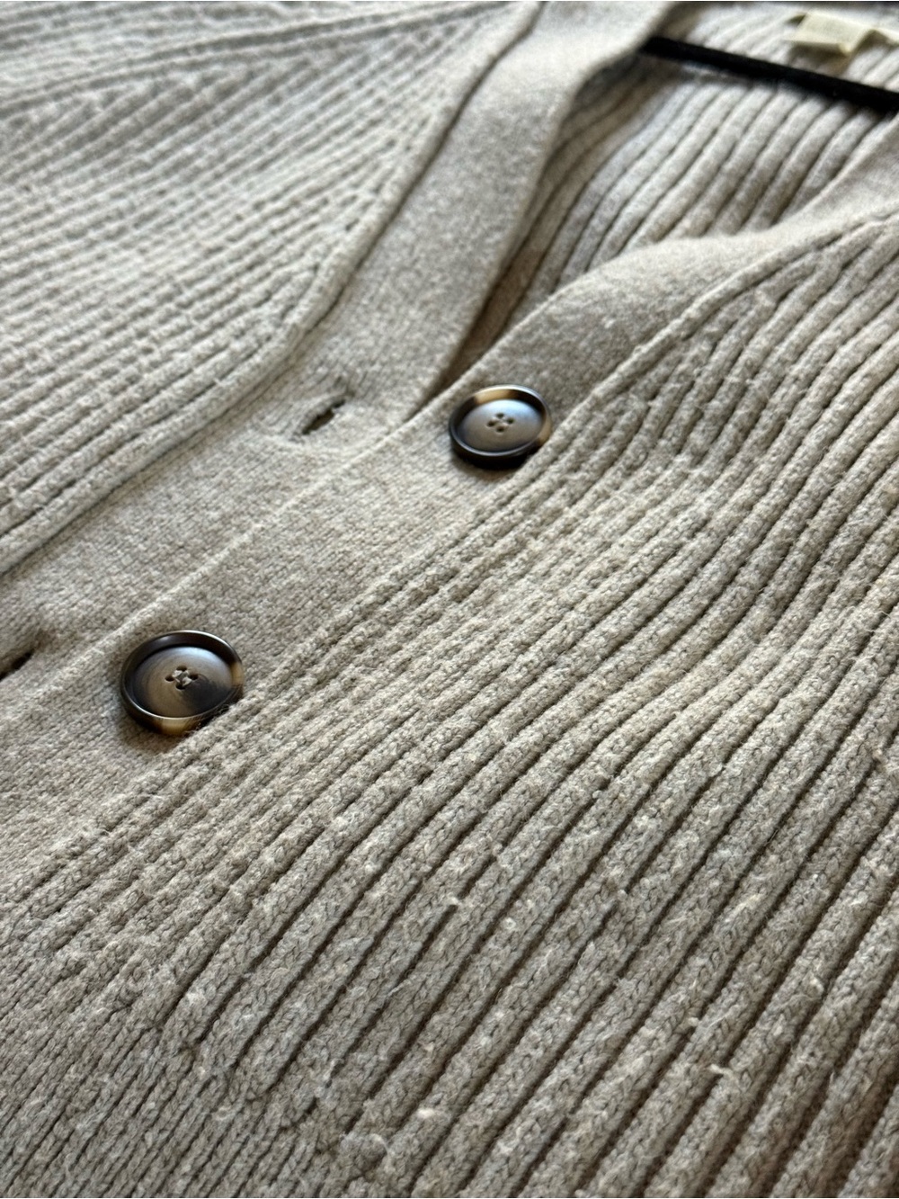 H&M Ribbed Button-Front Taupe Cardigan - Picture 4 of 5